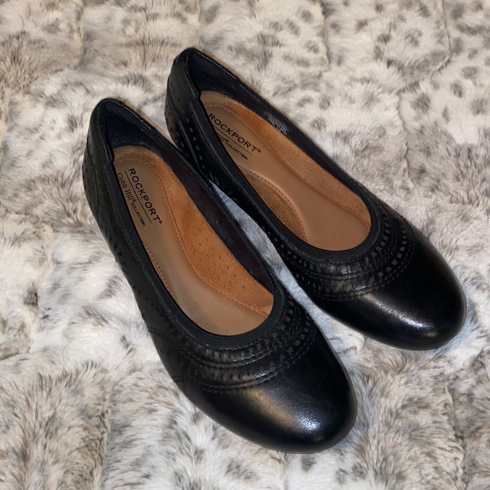 Rockport Cobb Hill collection black tooled wedges